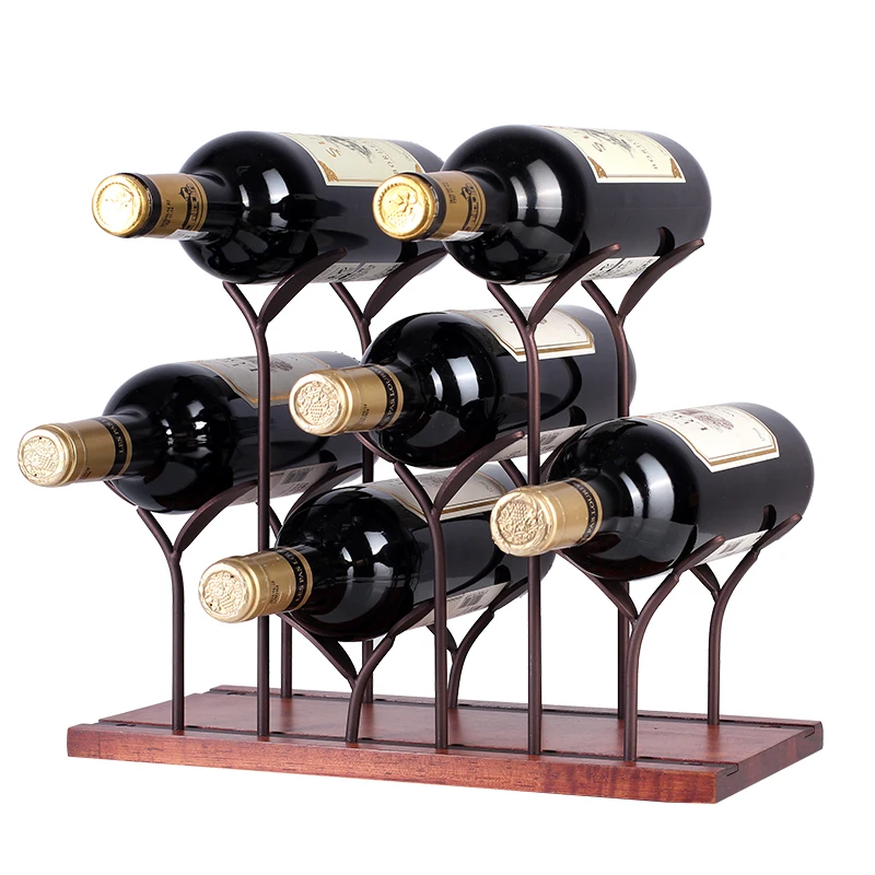 

Iron Art Tree Wine Rack Ornamental Solid Wood Red Wine Bottle Holder Storage Barware Stand Convenience Home Decor Cafe Craft