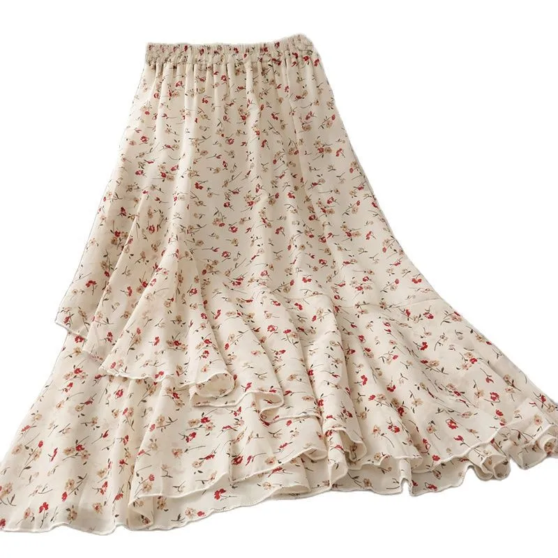 Женская облегающая юбка миди с цветочным принтом женские летние шифоновые