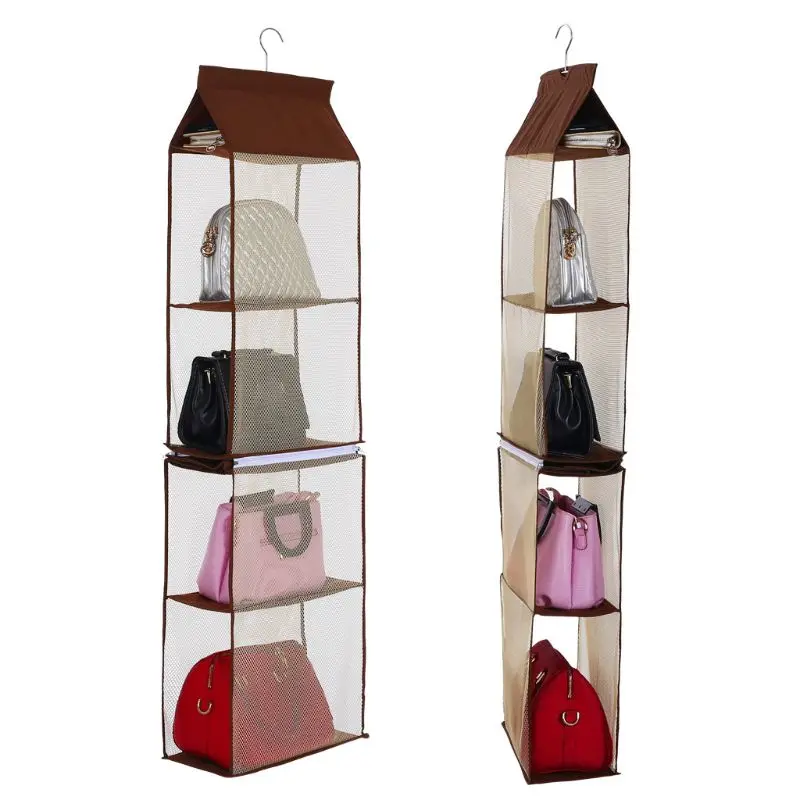 

Detachable 4 Pockets Hanging Purse Handbag Tote Bag Storage Organizer Wardrobe LX9C