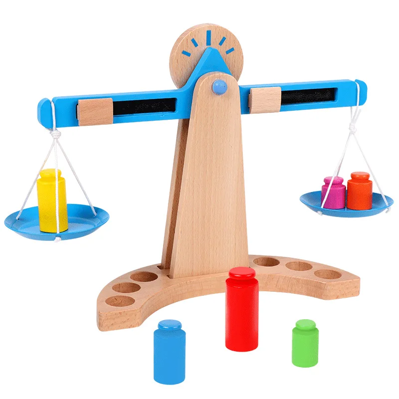 

Children Montessori Materials Scales Wooden New Balance Scale Toys for Kid Early Learning Educational Funny Math Toy Gifts
