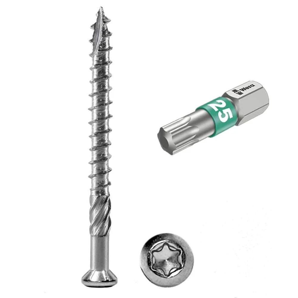 Винты с накатанным пазом Torx тип 17 из нержавеющей стали деревянной палубой привод