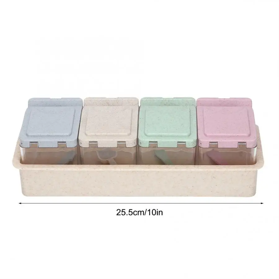 Банка для специй коробка приправ с четырьмя ячейками кухонная бутылка хранения