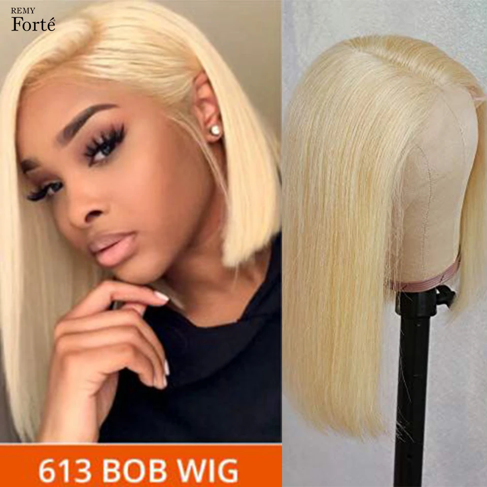 Blonde Lace Front Wig Human Hair 13x4 Transparent Lace Bone Straight Bob Wig Pre Plucked13x5x2 T Wig 613 Lace Frontal Wig 150%