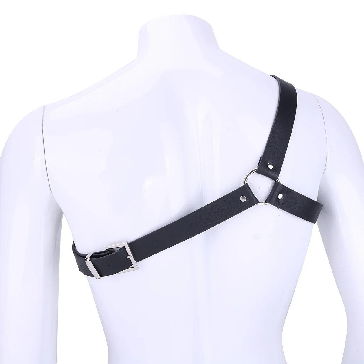Mens Lingerie Harness PU Leather One Shoulder Adjustable Chest Hot Sexy Costume Belt Male | Тематическая одежда и униформа