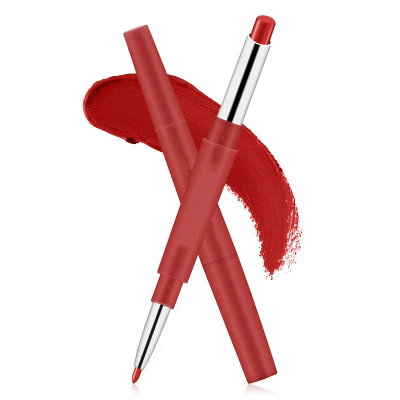 hot sale 20 color matte lipstick lip liner 2 in 1 brand makeup lipstick matte durable waterproof nude red lipstick lips make up free global shipping