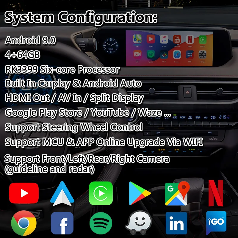 Видеоинтерфейс с GPS навигацией на Android для Lexus UX250 сенсорной панелью управления 2018