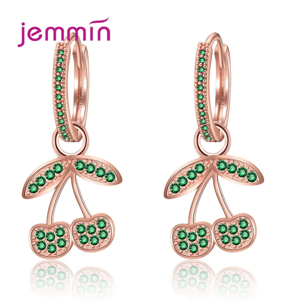 

Fashion 925 Sterling Silver Summer Cherry Drop Earrings For Women Cubic Zircon Jewelry Girl Crystal Eardrop Birthday Gift