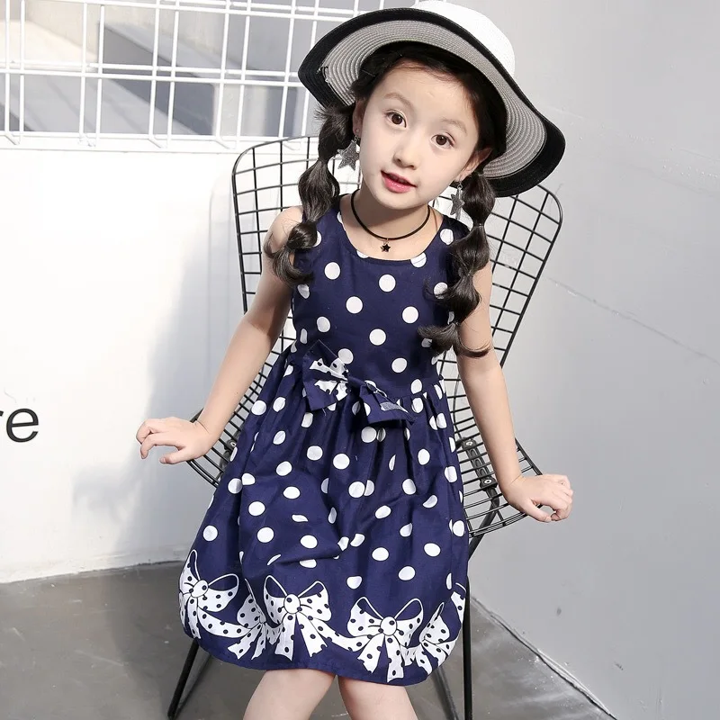 

Girls Polka-Dot Dress 2020 Sleeveless Bow Ball Gown Clothing Kids Baby Princess Dresses Children Clothes Princess Dress