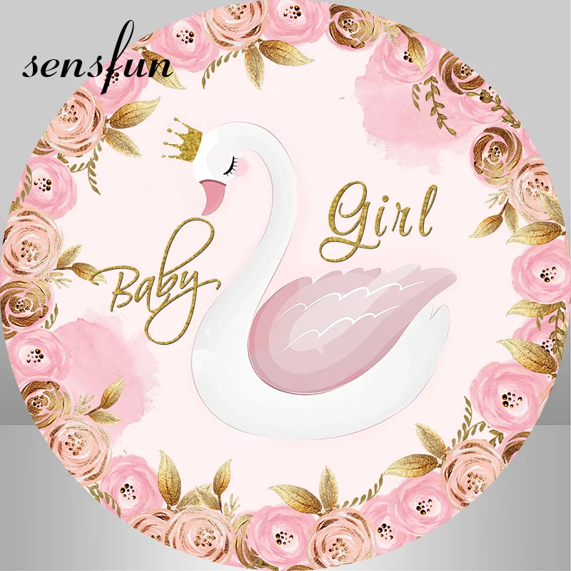 Круглый лебевечерние ринка фоны для фотостудии розовые цветы ребенок душ