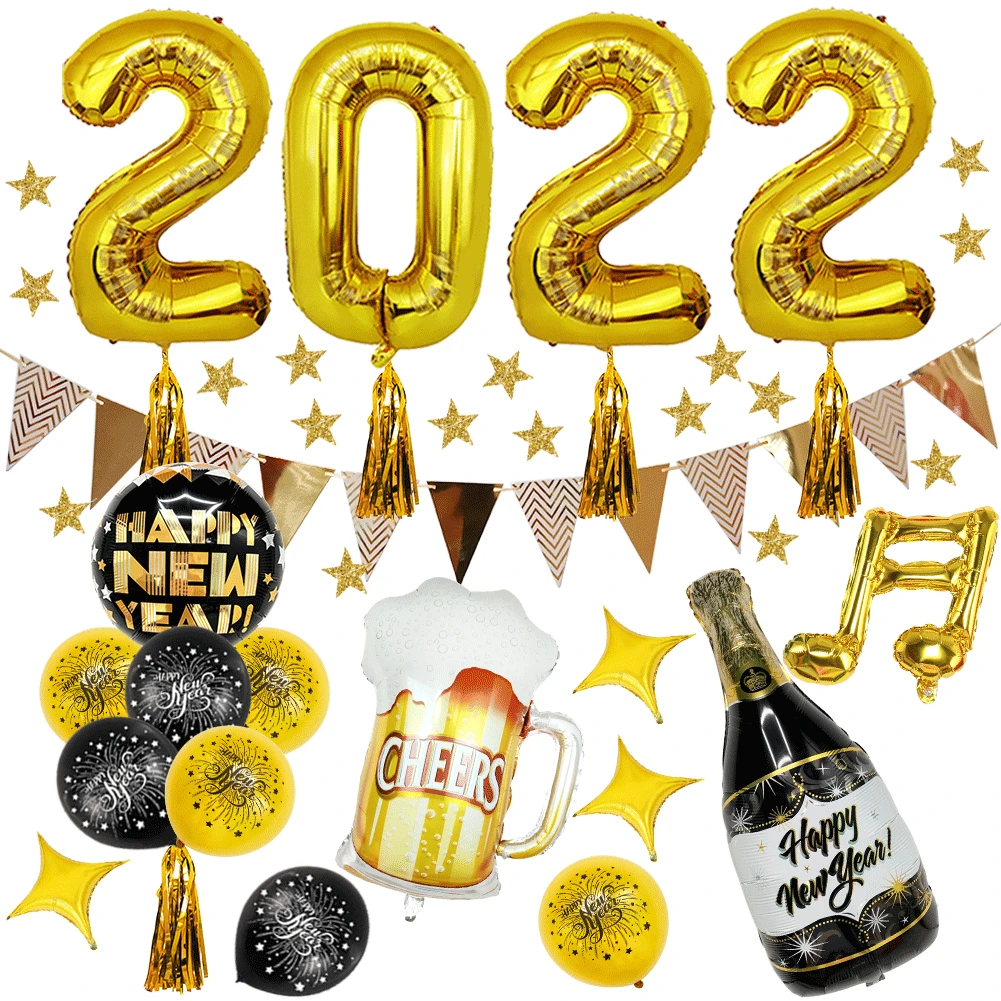 

2022 New Years Eve Party Decoration,Happy New Year Party SuppliesFoil Balloon Confetti Balloons for New Years Eve Decor