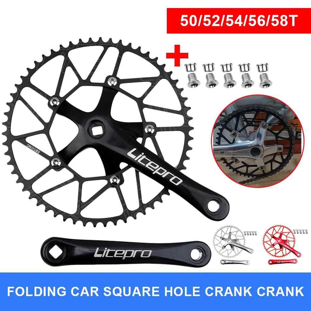 Складной велосипедный кривошипный комплект 170 мм рычаг 130 BCD 50T 52T 54T 56T 58T Звездочка