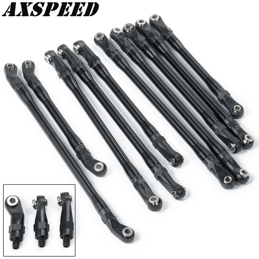 

AXSPEED 10PCS Alloy Link Rod Linkages Unassembled Kit 3 Types Ball Head for 1/10 Axial SCX10 II 90046 RC Crawler Car Parts