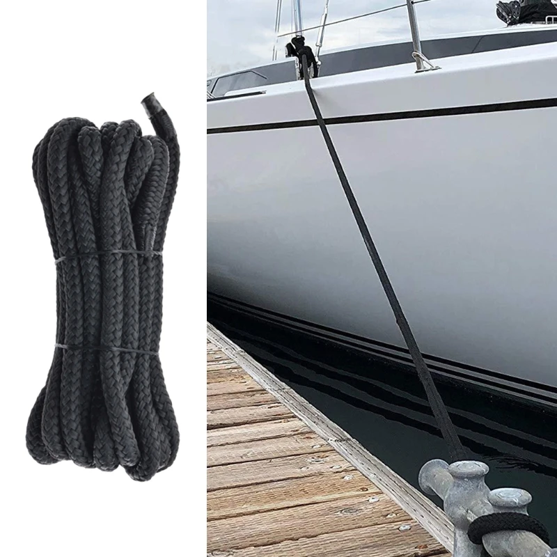 

Black 3/8" x 188.97" Boat Ropes Double-Braided Mooring Marine Ropes Dock Lines for Boats High Performance Boats Ropes D5QD