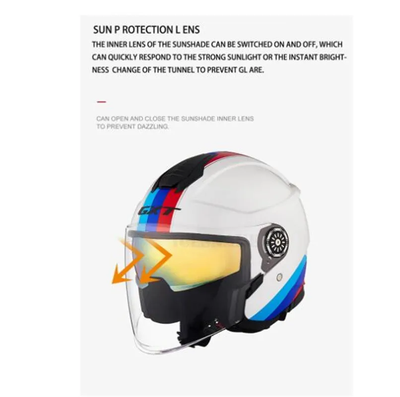 Мотоциклетный шлем GXT с открытым лицом двойной велосипедный для мужчин и женщин