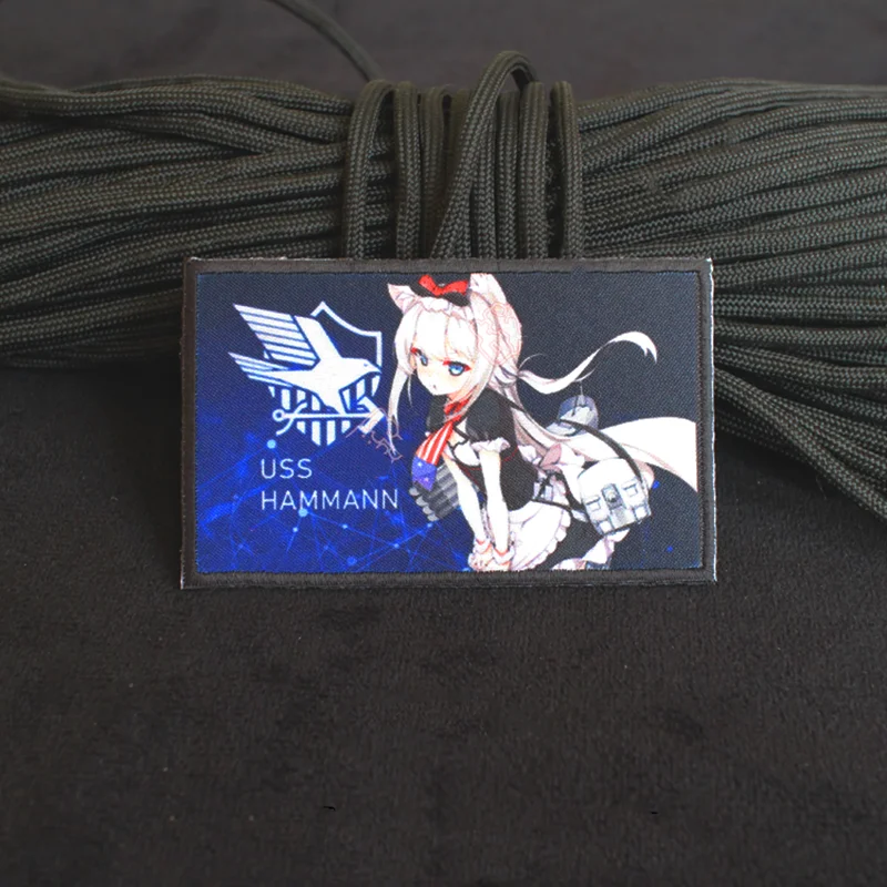 Azur Lane-Parche táctico de chica de Anime, insignia de brazalete con estampado militar bidimensional para ropa, decoración de mochila