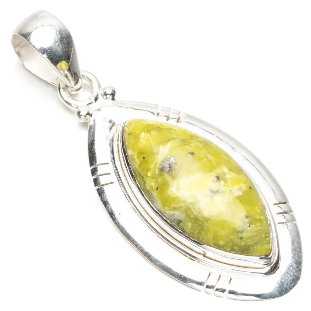 Натуральный лимон хризопраза в стиле панк 925 пробы серебряная подвеска 2