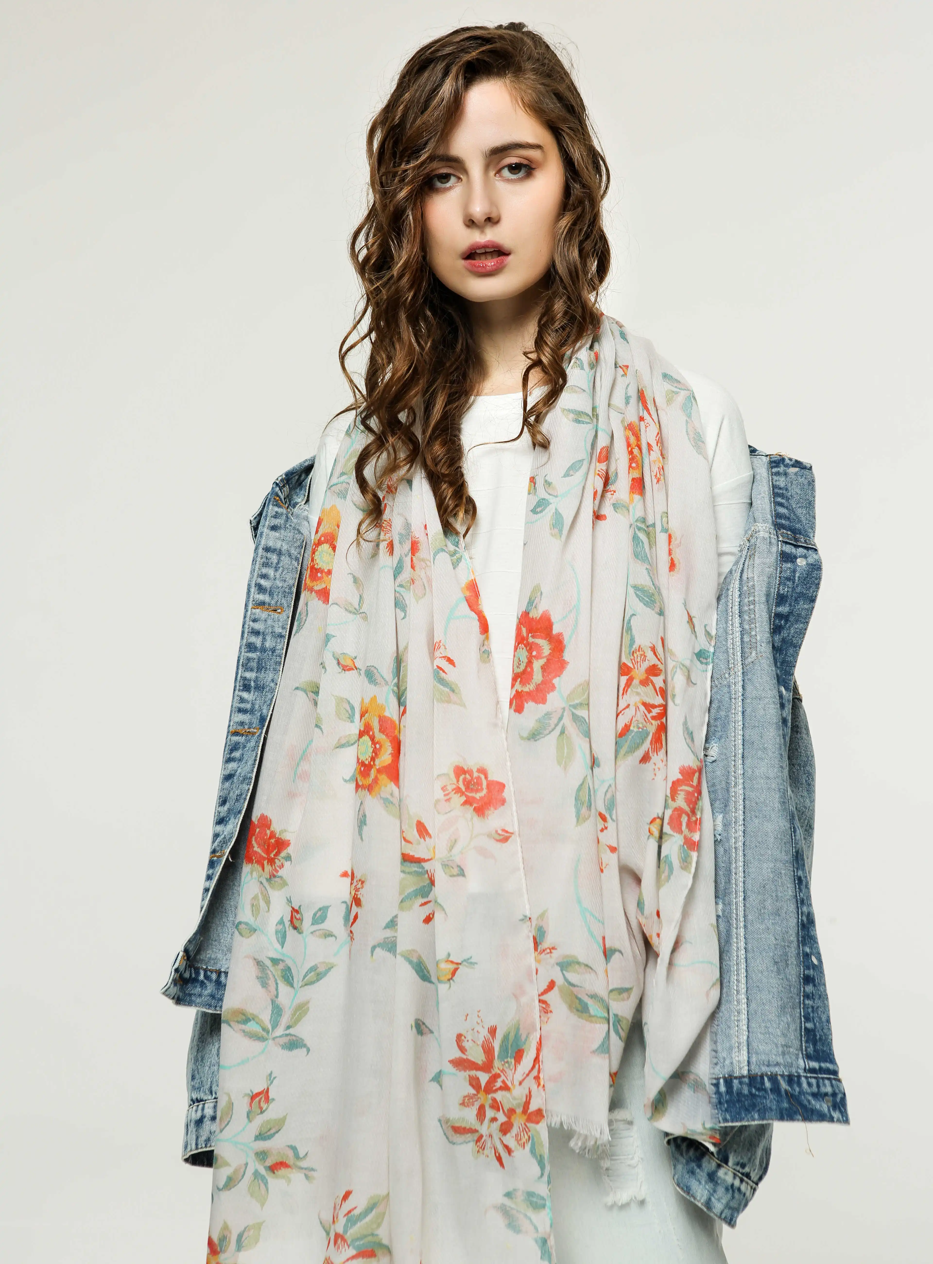 Новейший Модный хлопковый шарф с принтом азалии шали женские Цветочные пляжные