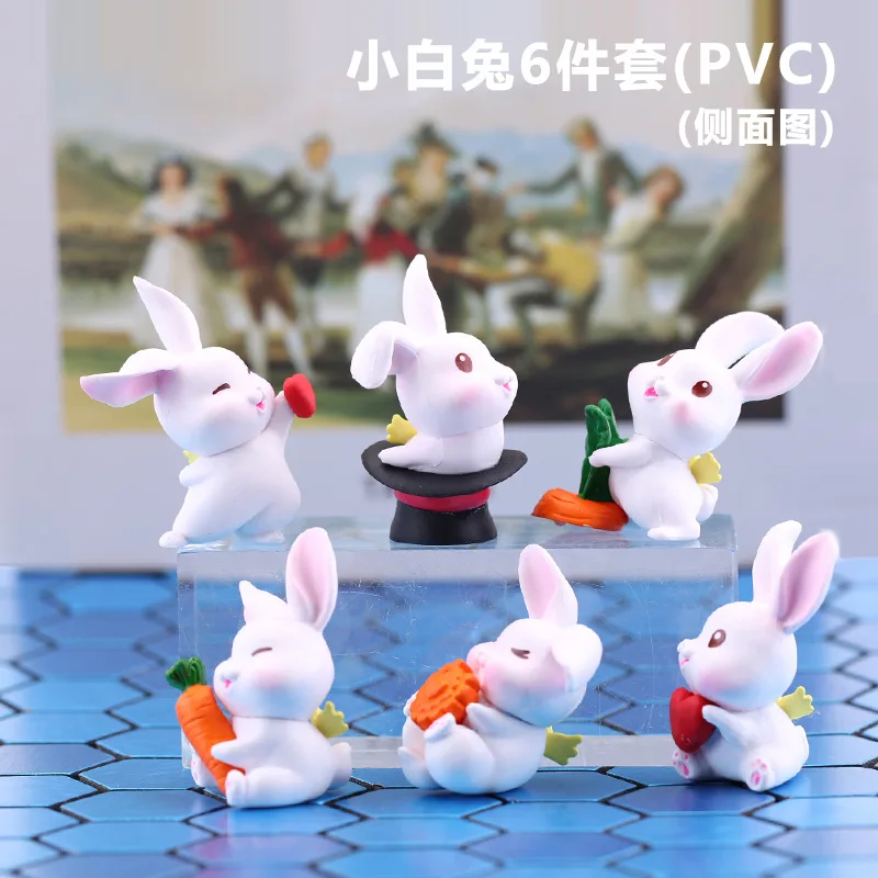 

6Pcs Cartoon Rabbit Animal Doll Action Toy Figures 3-4CM
