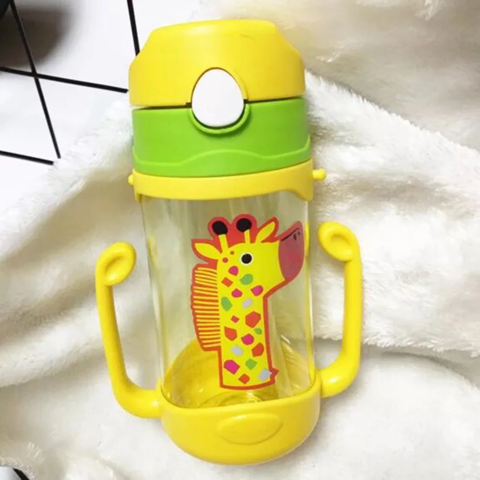 

400 мл мультяшная красочная бутылка для воды для кормления ребенка, портативная гладкая чашка с ремешком, для обучения питьевой воды