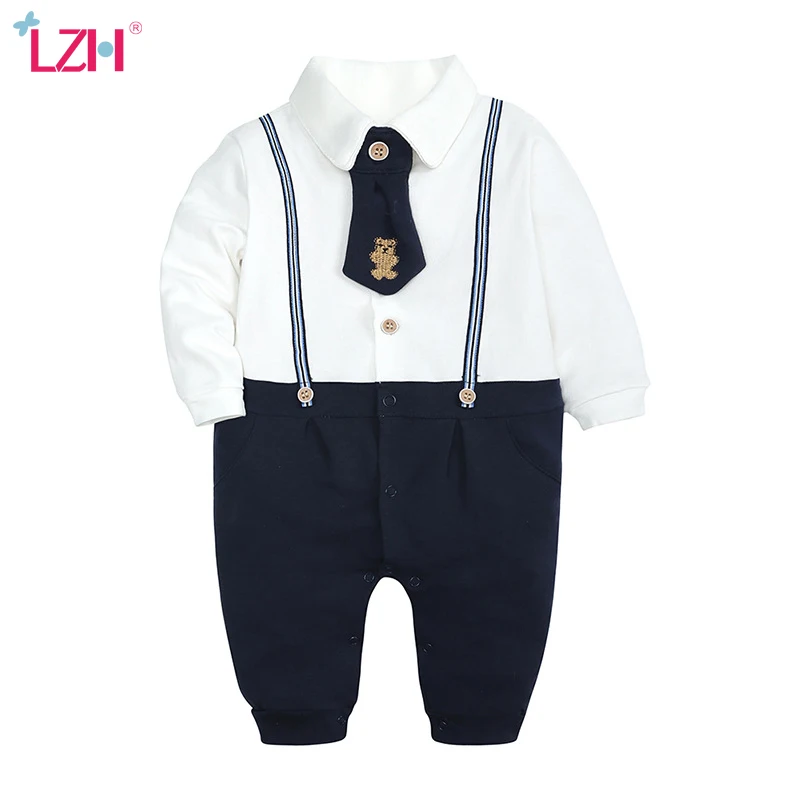 

LZH 2021 Spring Autumn Children One-Year-Old Dress Clothes For Kids Newborn Baby Boys Bodysuit New Infant Romper Crawl Clothing