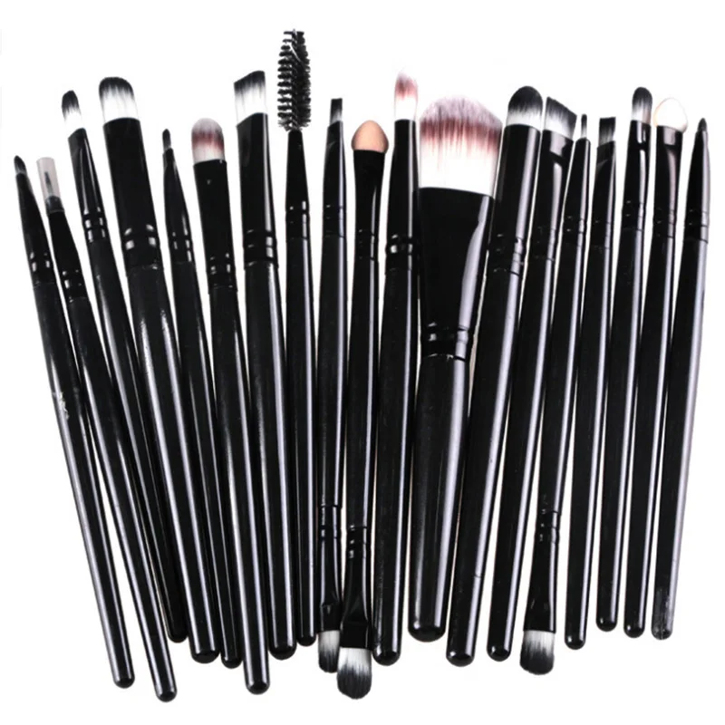 20black 20 кистей для макияжа, набор для макияжа, кисть для теней, нейтральная кисть для глаз, кисть для лица с многофункциональной косметичкой - Handle Color: 20black