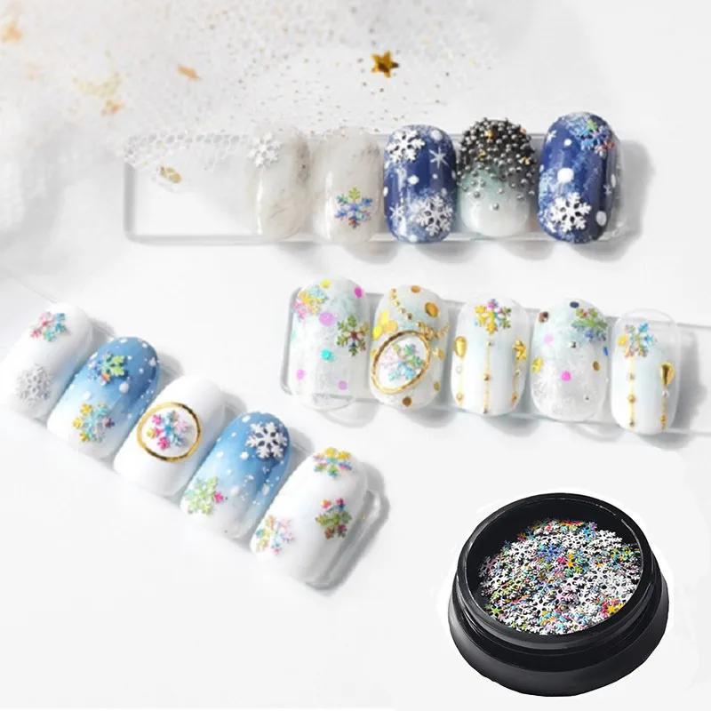 Красочные Блестки цветок Снежинка для ногтей Красота блестящие золотые снежные