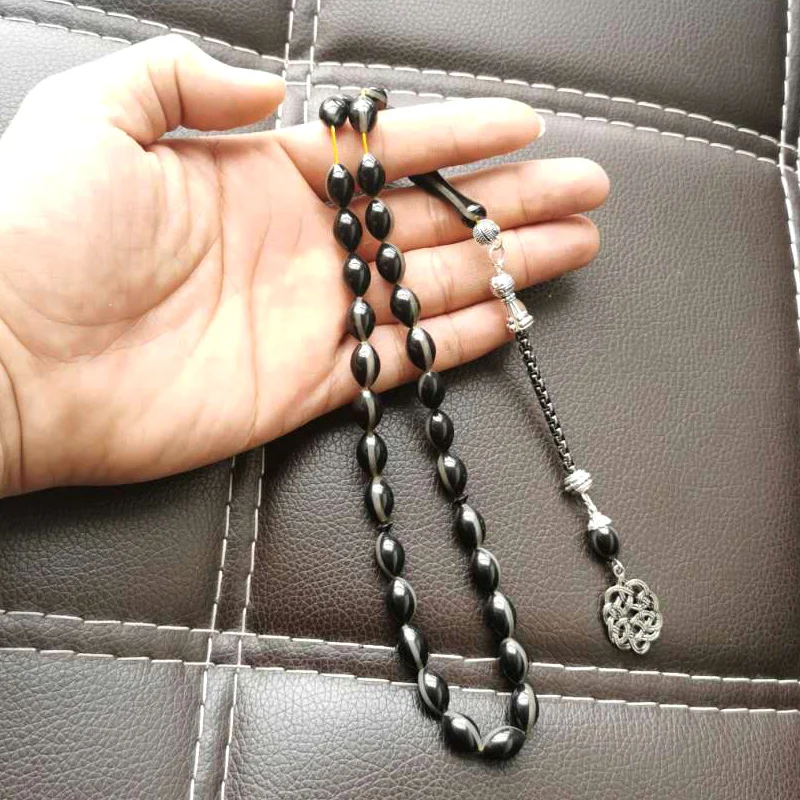Мусульманский браслет из черной смолы Tasbih 33 бусины подарки для мусульман четки