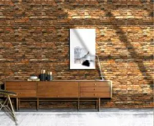 Декоративная настенная 3D панель самоклеящаяся темный камень размер 70x77 см