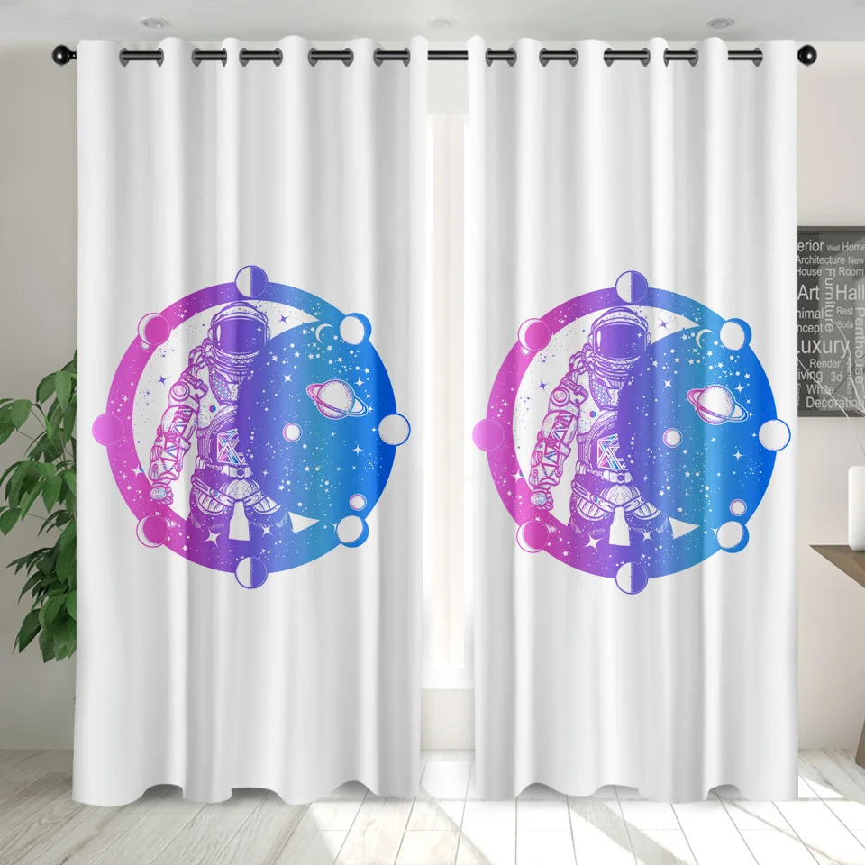 Затемняющие шторы на окна в виде астронавта SOFTBATF для гостиной спальни