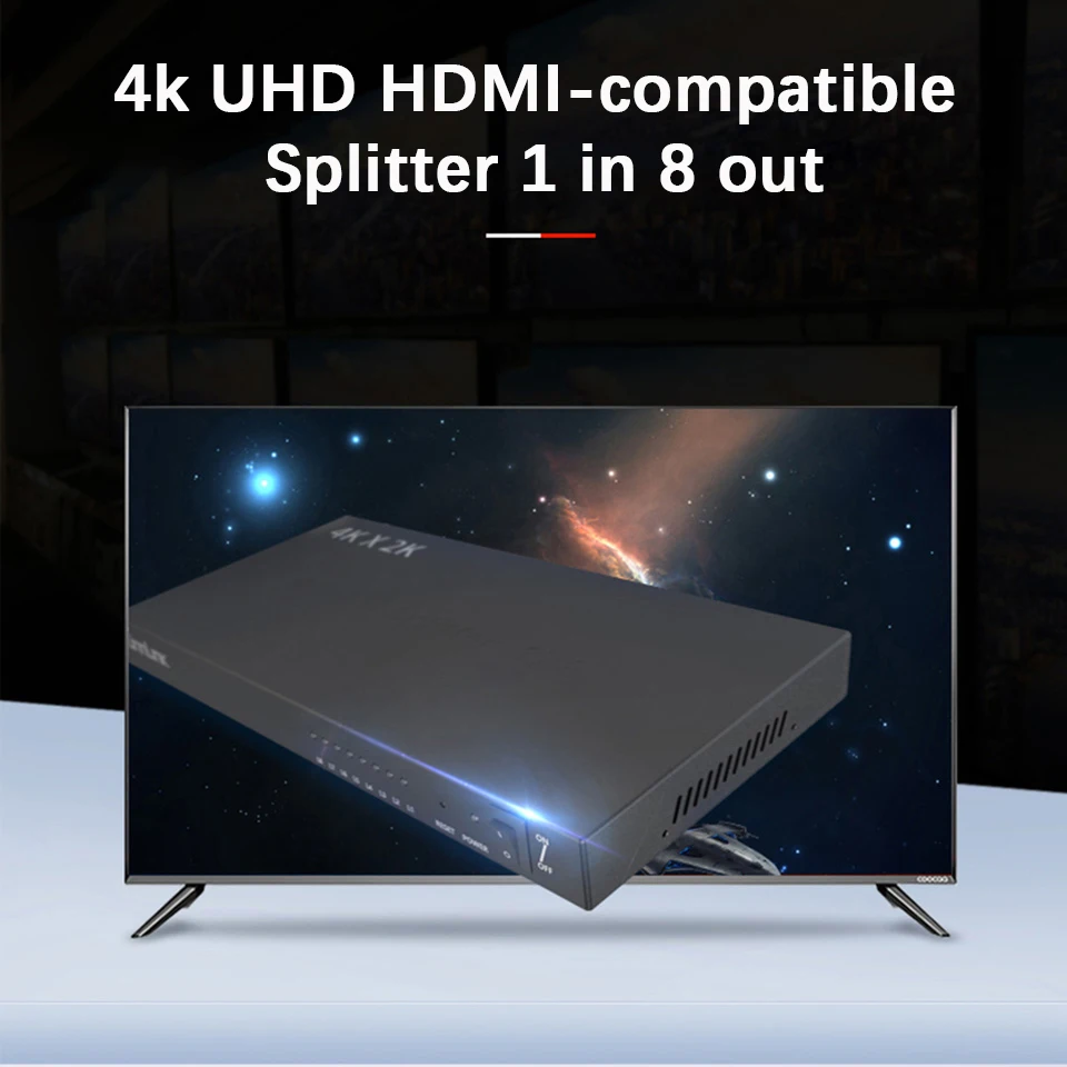 Unnlink HD MI совместимый сплиттер 1X8 UHD 4K 30 Гц FHD 1080P 60 1 вход 8 Выход светодиодный TV mi box