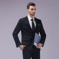 2020 new male autumn solid color large size suit korean slim fit groom wedding dress set single row one buckle two piece