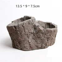 big two holes tree bark planter mold for concrete creative retro garden decorating flowerpot making silicone cement molds