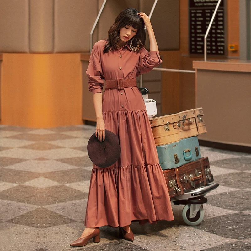 2019 VERRAGEE осеннее длинное платье|Женские платья| |