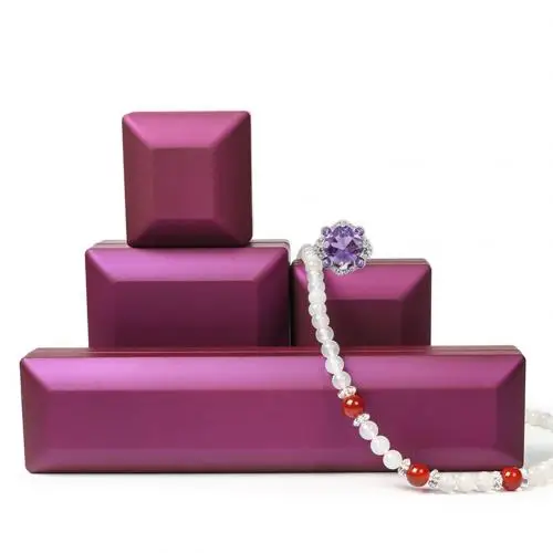 Ring Box Purple Модный светодиодный браслет с подвеской, ожерелье, серьги, кольцо, коробка для хранения свадебных украшений - Цвет: Ring Box Purple