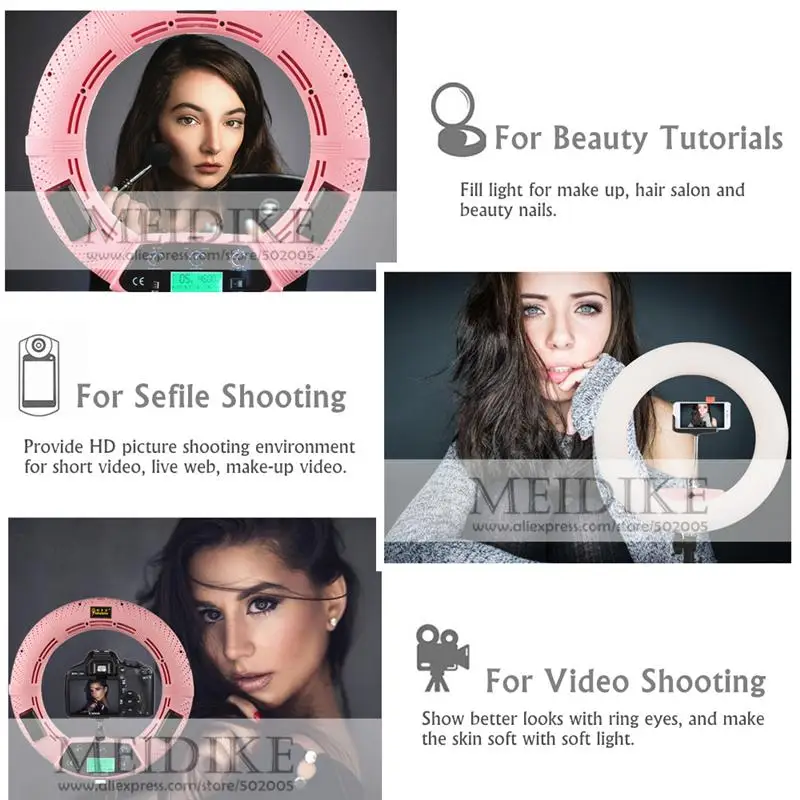 

Yidoblo RGB LED Ring Light Lamp LED Video Makeup Tattoo Beauty Skin Lamp Photography Movie Studio broadcast Light +2M stand+ bag