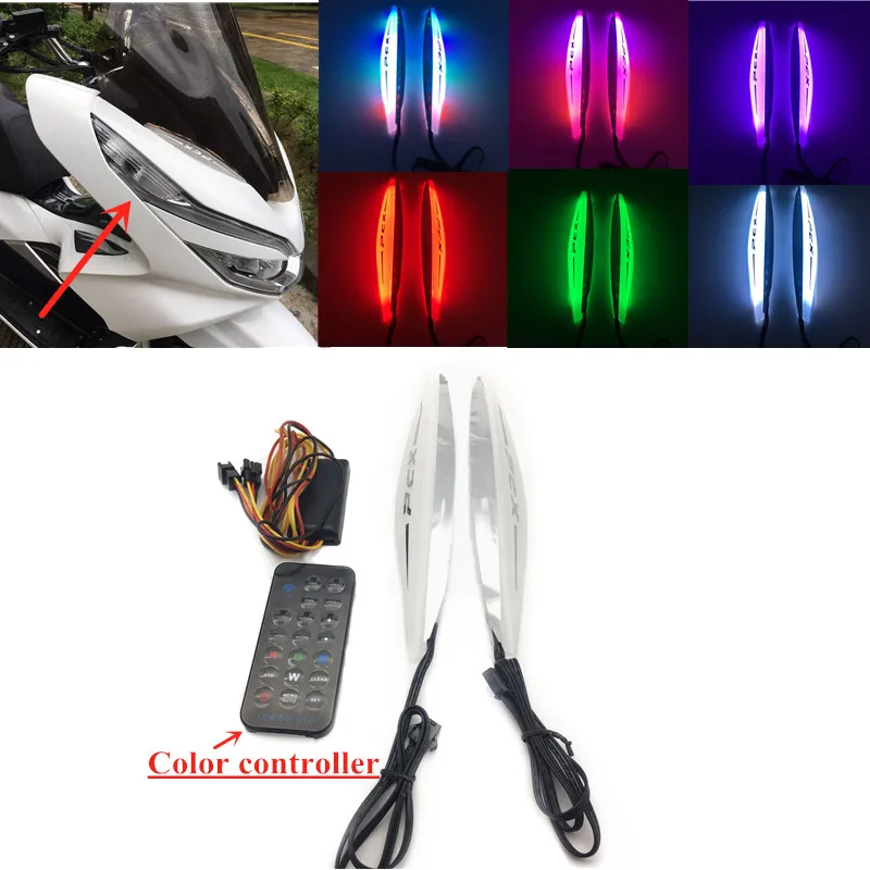 

Modified Motorcycle pcx150 front headlamp led strip multi color adjustable traffic horse race led strip for pcx125 150 2018 2019