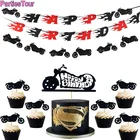 Баннер на день рождения мотоцикла, велосипеда, мотоцикла, декор на день рождения, скутер, торт, Топпер, гонка, декор на день рождения для мужчины или мальчика