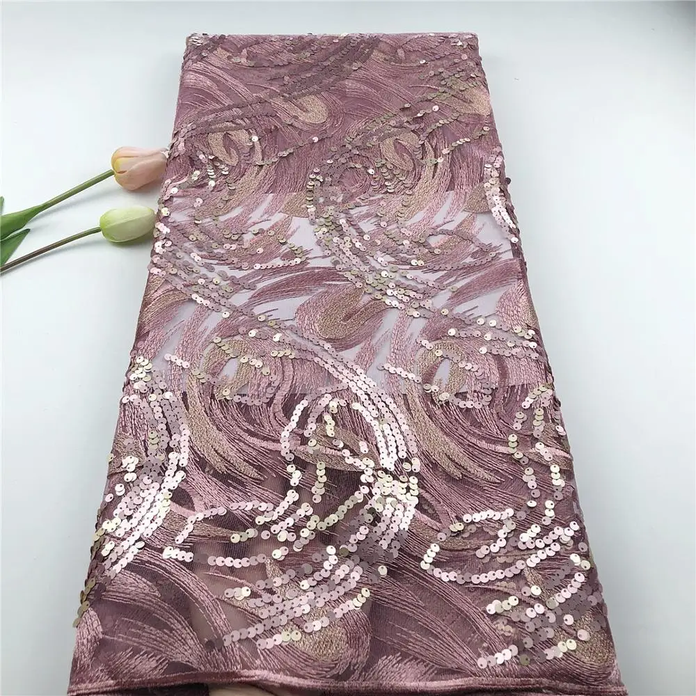 

African Sequins Lace Blue French Tulle Lace Fabric High Quality Sequins African Nigerian Mesh Lace Fabric For Wedding Sewing