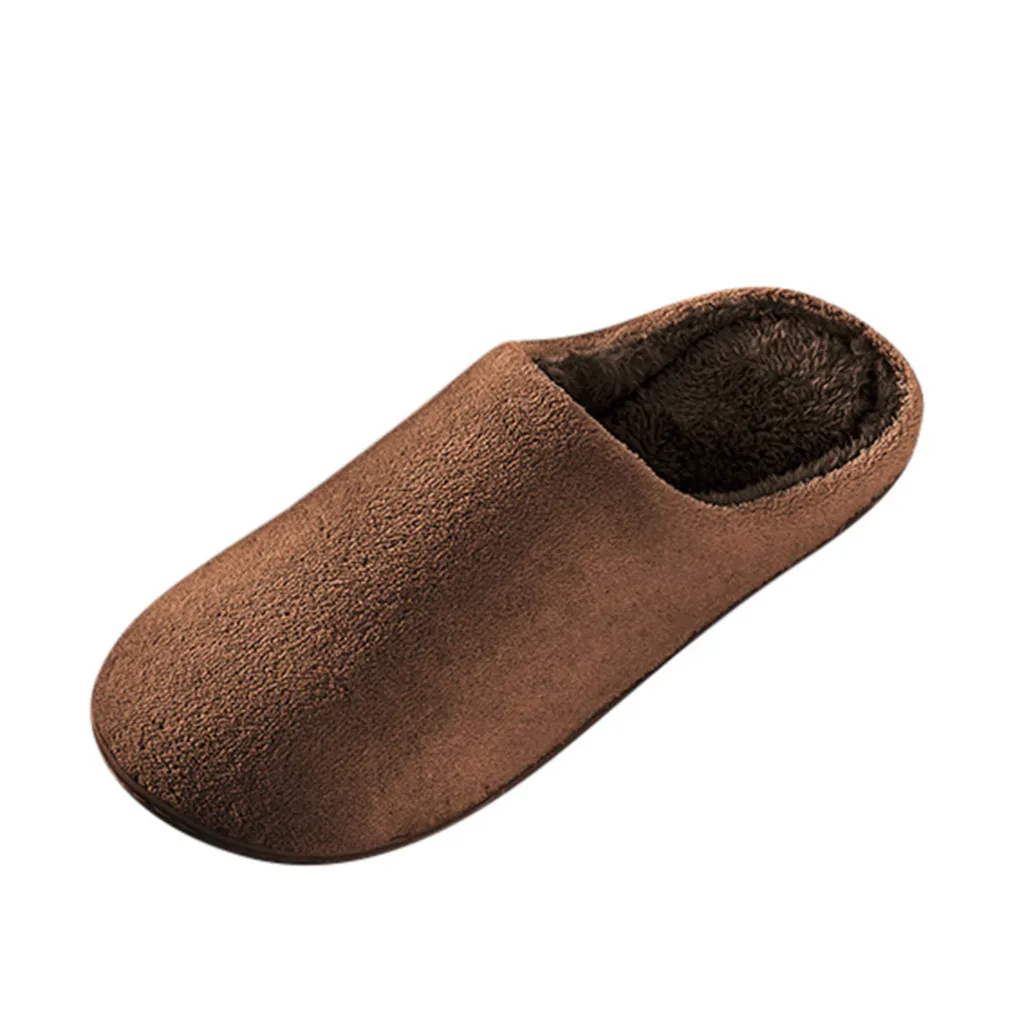 Мужские зимние тапочки однотонные Нескользящие мужские домашние с закрытым