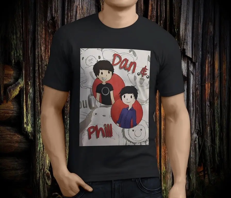 

New Popular Dan and Phil Funny Men's Black T-shirt Size S-3XL Summer Casual Man T Shirt Good Quality top tee