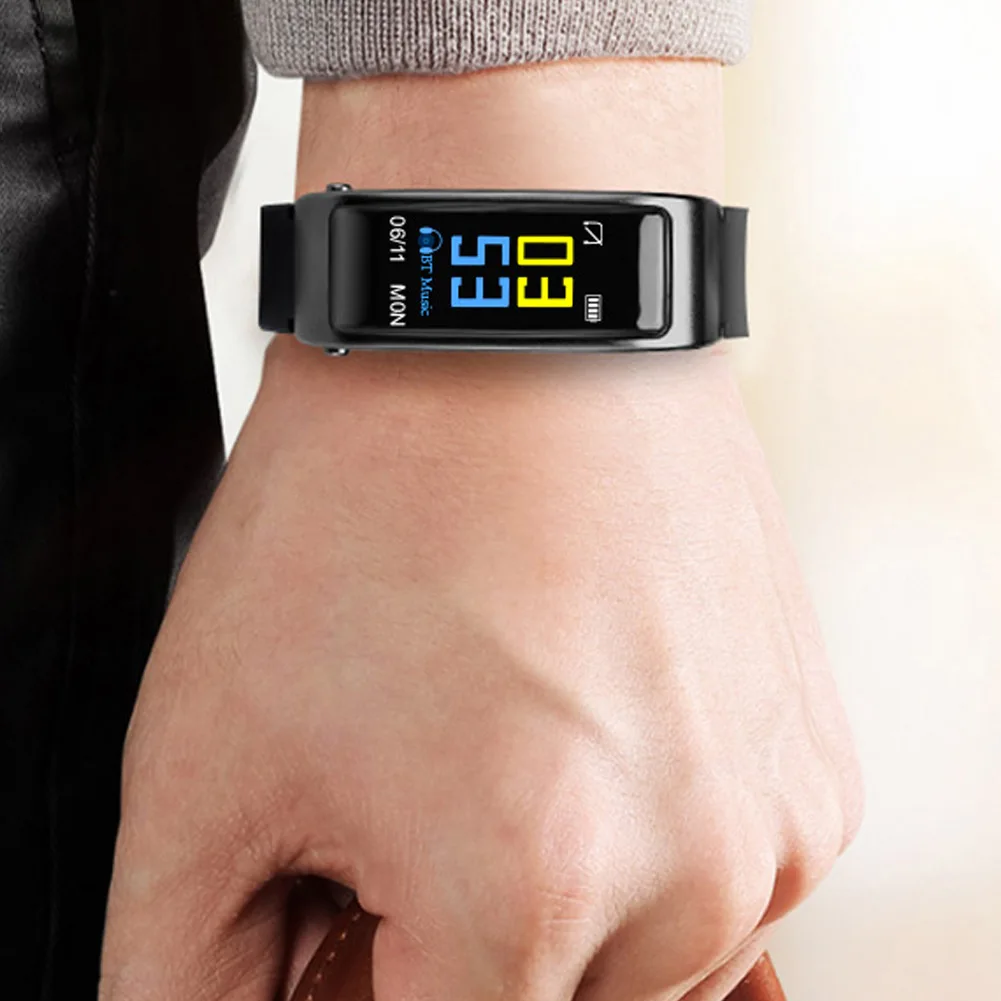 2 в 1 Смарт браслет с Bluetooth наушники вкладыши монитор сердечного ритма