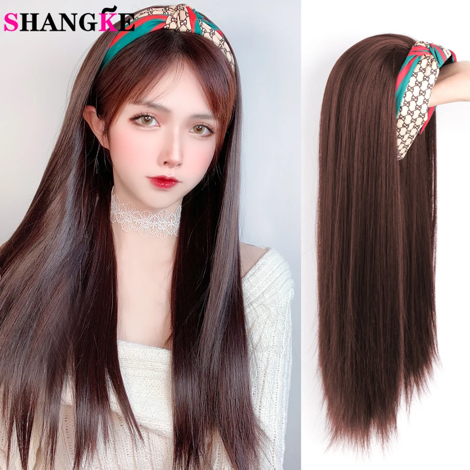 

SHANGKE Long Straight Synthetic Headband Wig Heat-Resistant Fiber Wave Hair Wig For Women Party/Daily Wig For Girl
