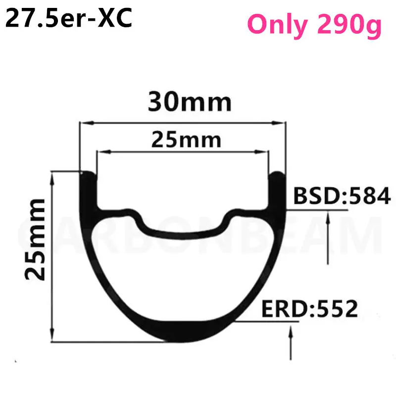 

300g 30mm*25mm 27.5er super light 290g Carbon Mountain Bike wheel Tubeless 650B carbon mtb rims
