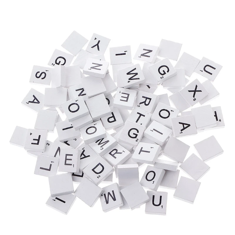 

100Pcs Wooden Colourful Tiles Mix Letters Varnished Alphabet