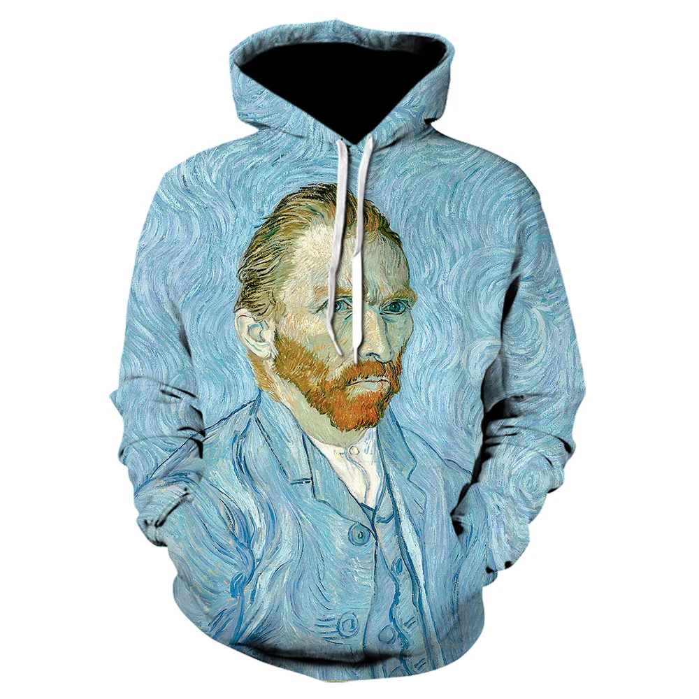 

New Van Gogh abstract oil painting curious fashion casual clothing punk style hooded 3D printing men's women's children's sweate