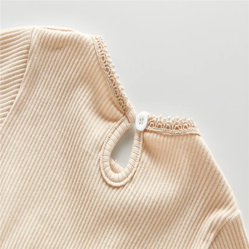 Детский комбинезон с цветочной вышивкой круглым вырезом и длинным рукавом|Боди