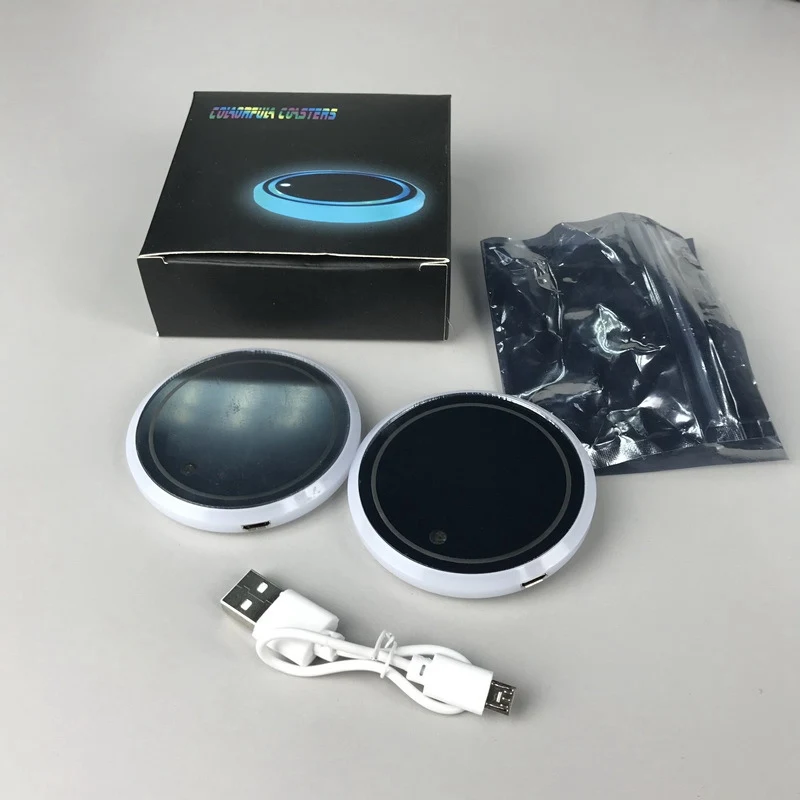 

2Pcs Car LED Light Cup Pad Auto Bottle Coasters Cute Cup Mat Cover Lighting Interior Atmosphere Decoration Lamp Car Styling
