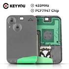 Ключ для смарт-карты KEYYOU 433 МГц PCF7947 ID46 чип транспондера для Renault Laguna Espace Uncut Fob 2 кнопки дистанционное управление автомобильным ключом