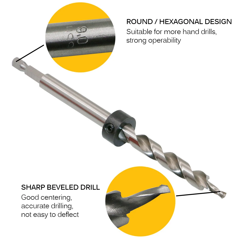 

High Quality Round Shank Hex Shank 9.5mm Screw Drill Woodworking Oblique Hole Step Drill Guide Positioner
