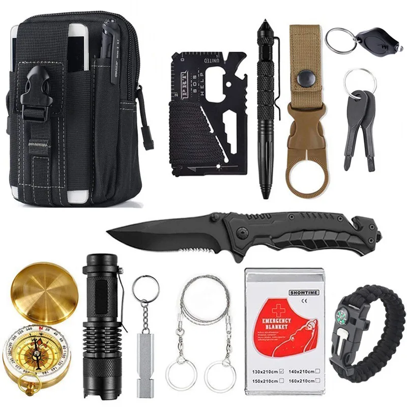

Outdoor Survival Kit Gear Hunting Knife Saw Survival Kit Military Folding Knife Gadget Dropshipping Camping First Aid Kits